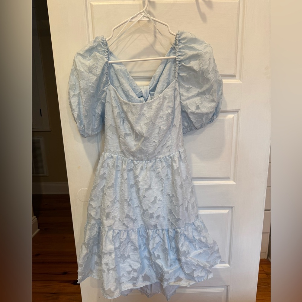 MUSTARD SEED LIGHT BLUE PUFF SLEEVE DRESS